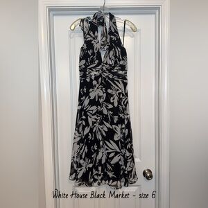 White House Black Market Black and White Halter Sundress